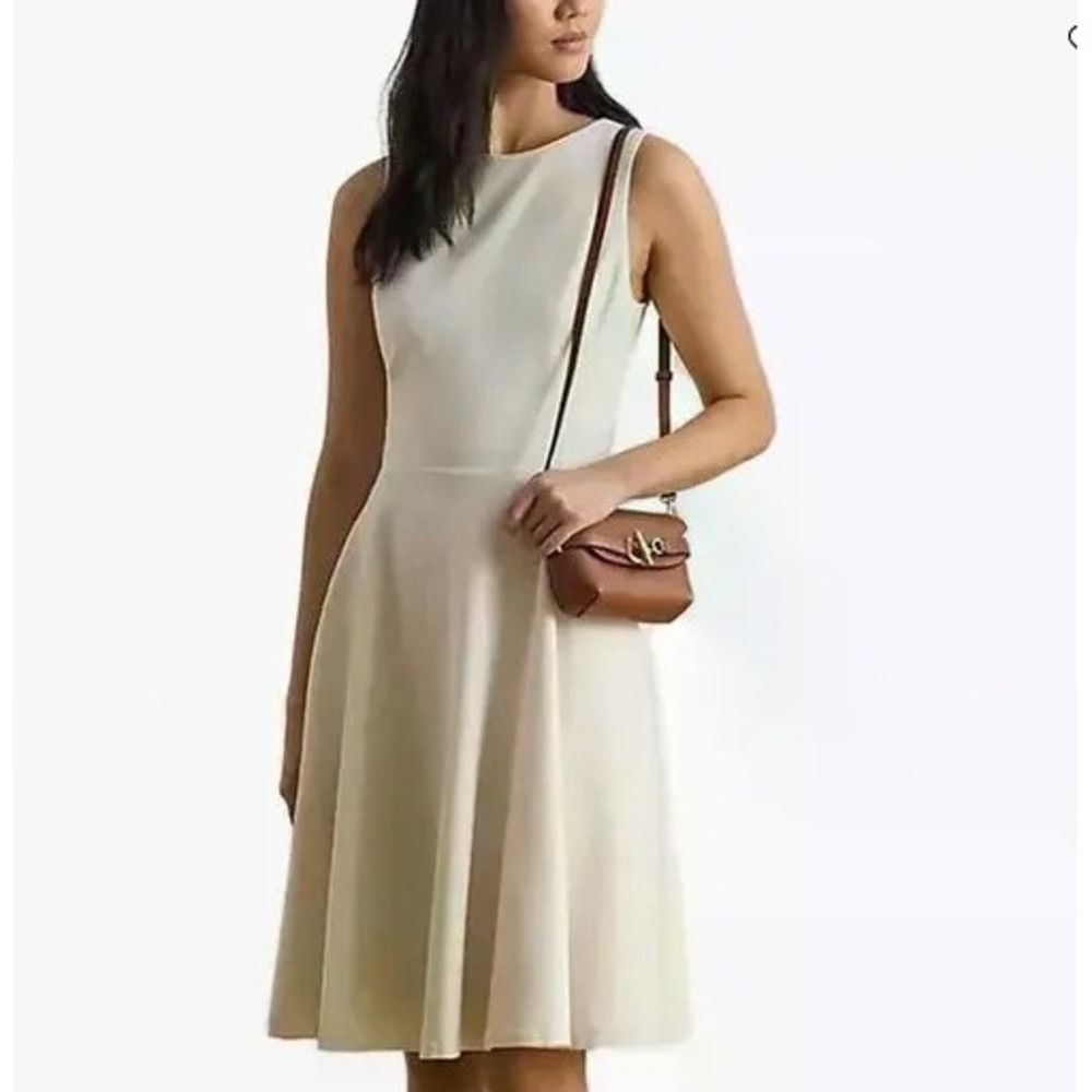 Lauren Ralph Lauren Black Label Cream Fit and Flare Sleeveless Dress Size 14